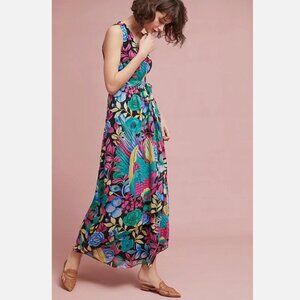 Maeve Anthropologie Boardwalk Maxi
Dress Black Motif Faux Wrap NWT 167